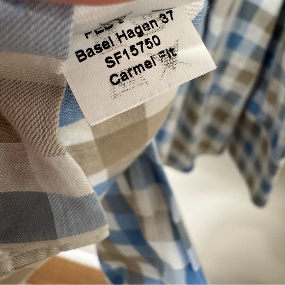 Hagen Carmel 100% Cotton Blue White Check Business Casual Button Down Shirt XXL - Picture 7 of 8